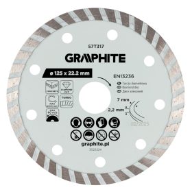 Gyémánt vágókorong 125x22.2mm, turbo, száraz