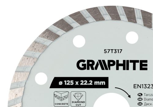 Gyémánt vágókorong 125x22.2mm, turbo, száraz