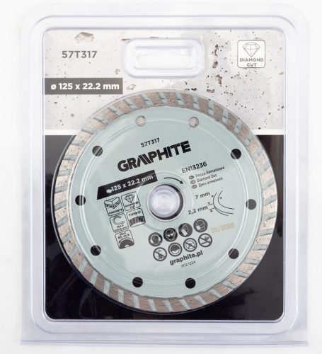 Gyémánt vágókorong 125x22.2mm, turbo, száraz