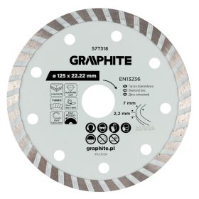 Gyémánt vágókorong 125x22.2mm, turbo, száraz és vizes