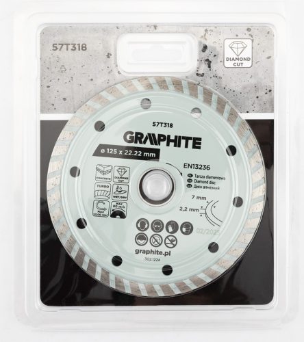 Gyémánt vágókorong 125x22.2mm, turbo, száraz és vizes