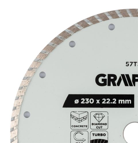 Gyémánt vágókorong 230x22.2mm, turbo, száraz