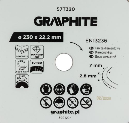 Gyémánt vágókorong 230x22.2mm, turbo, száraz