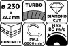 Gyémánt vágókorong 230x22.2mm, turbo, száraz