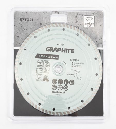 Gyémánt vágókorong 230x22.2mm, turbo, száraz és vizes