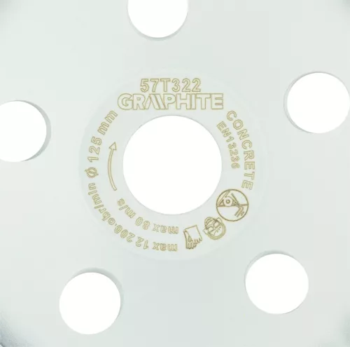 Gyémánt csiszolókorong 125x22.2mm, szegmenses, 1 soros, száraz