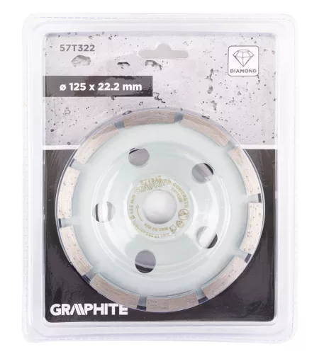 Gyémánt csiszolókorong 125x22.2mm, szegmenses, 1 soros, száraz