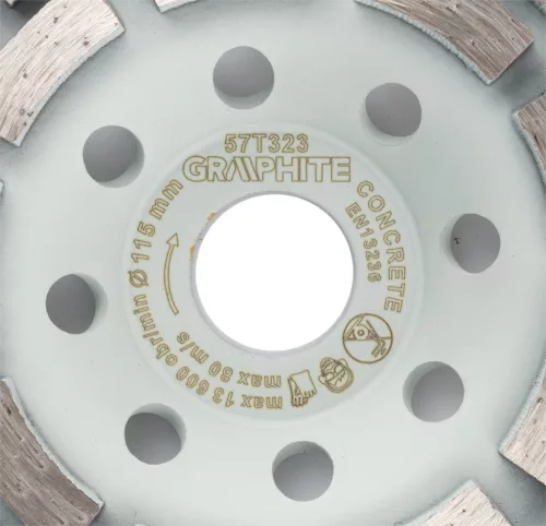 Gyémánt csiszolókorong 115x22.2mm, szegmenses, 2 soros, száraz