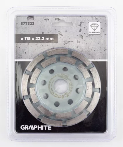 Gyémánt csiszolókorong 115x22.2mm, szegmenses, 2 soros, száraz