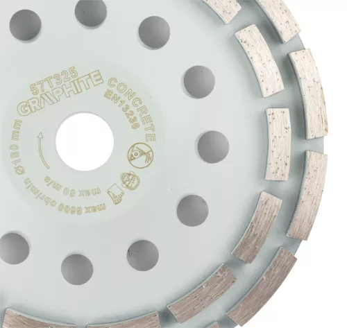 Gyémánt csiszolókorong 180x22.2mm, szegmenses, 2 soros, száraz