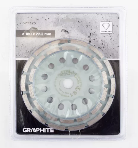 Gyémánt csiszolókorong 180x22.2mm, szegmenses, 2 soros, száraz