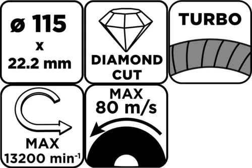 Gyémánt csiszolókorong 115x22.2mm, turbo, száraz