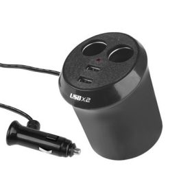 Kettes szivargyújtó elosztó + 2USB - 12/24V