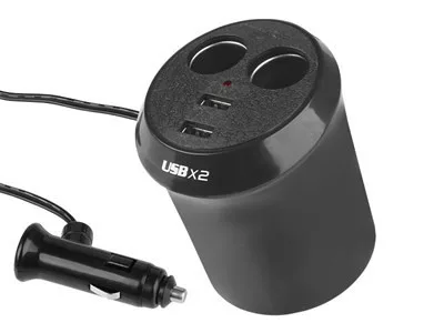Kettes szivargyújtó elosztó + 2USB - 12/24V