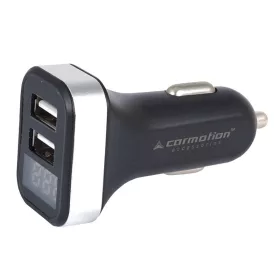 2x USB töltő, 2.1A, szivargyújtó aljzathoz voltmérővel