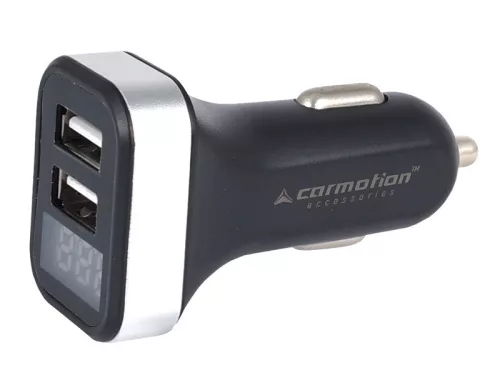 2x USB töltő, 2.1A, szivargyújtó aljzathoz voltmérővel