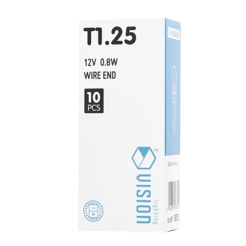 VISION T1.25 12V 0,8W vezetékes végű izzó 10 darabos csomagban