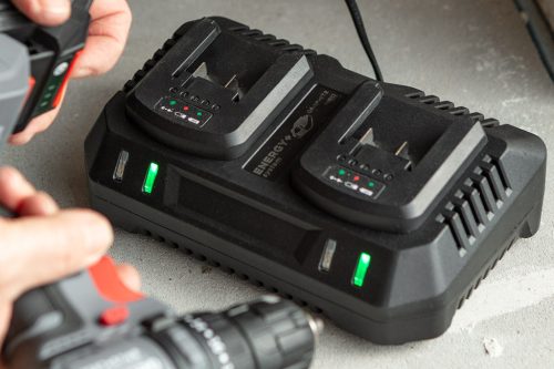 Akkumulátortöltő dupla ENERGY+ egyakkus rendszerhez, 240W, 2x3A