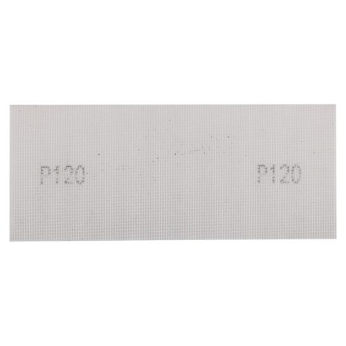 Csiszolóháló fehér, 115x280mm, fa, fém, műanyag, űveg, gipszkarton csiszoláshoz, P120, min. rendelés: 3db