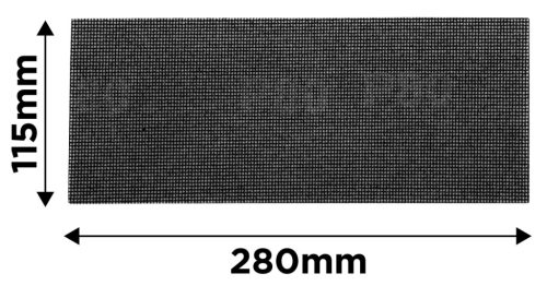 Csiszolóháló 115x280mm, fa, fém, műanyag, űveg, gipszkarton csiszoláshoz, P120, min. rendelés: 3db