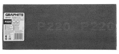 Csiszolóháló 115x280mm, fa, fém, műanyag, űveg, gipszkarton csiszoláshoz, P220, min. rendelés: 3db