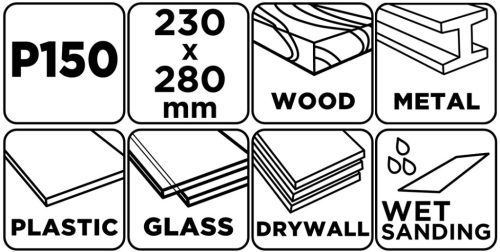 Vizes csiszolópapír 230x280mm, P150, min. rendelés: 5db