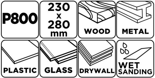 Vizes csiszolópapír 230x280mm, P800, min. rendelés: 5db