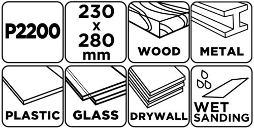 Vizes csiszolópapír 230x280mm, P2200, min. rendelés: 5db