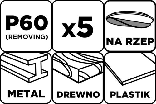 Csiszolókorong tépőzáras, 150mm, P60, 8 lyukkal, 5db