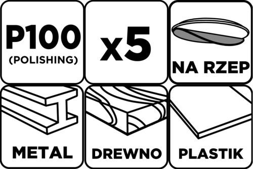 Csiszolókorong tépőzáras, 150mm, P100, 8 lyukkal, 5db