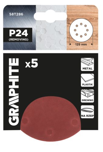 Csiszolókorong tépőzáras, 125mm, P24, 8 lyukkal, 5db