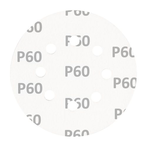 Csiszolókorong tépőzáras, 125mm, P60, 8 lyukkal, 5db