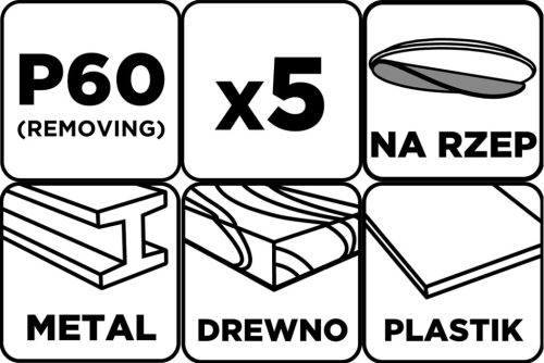Csiszolókorong tépőzáras, 125mm, P60, 8 lyukkal, 5db