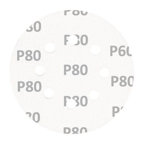 Csiszolókorong tépőzáras, 125mm, P80, 8 lyukkal, 5db