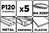 Csiszolókorong tépőzáras, 125mm, P120, 8 lyukkal, 5db