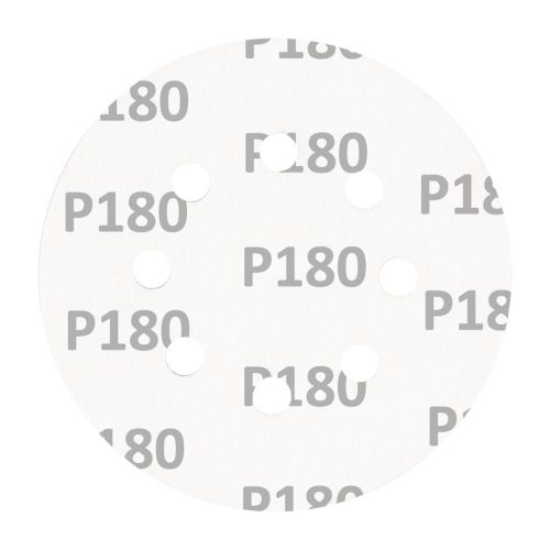 Csiszolókorong tépőzáras, 125mm, P180, 8 lyukkal, 5db