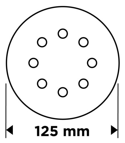 Csiszolókorong tépőzáras, 125mm, P220, 8 lyukkal, 5db