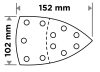 Csiszolópapír deltacsiszolóhoz, tépőzáras, 11lyukas, 102x152mm, P100, 5db, min. rendelés: 3cs