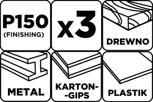 Csiszolószalag 75x457mm, P150, 3db