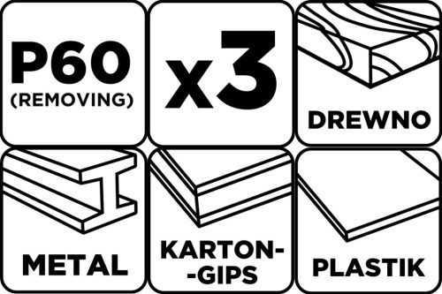 Csiszolószalag 75x533mm, P60, 3db