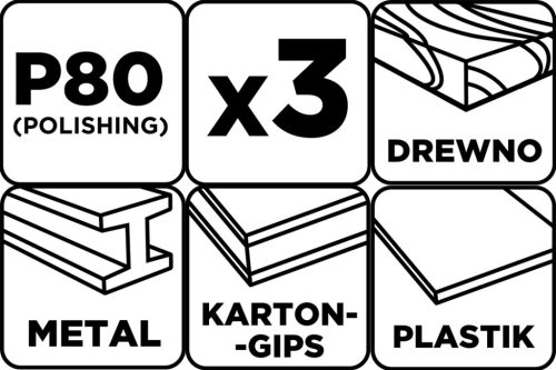 Csiszolószalag 75x533mm, P80, 3db