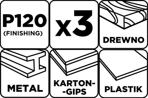 Csiszolószalag 75x533mm, P120, 3db
