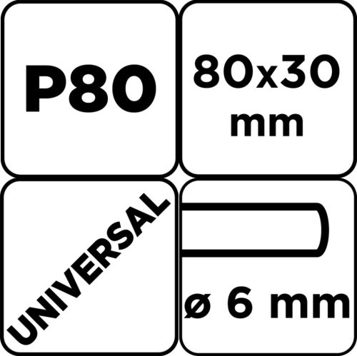 Csiszolókerék csapos 80x30x6mm, P80