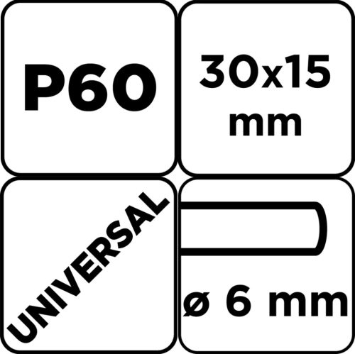 Csiszolókerék csapos 30x15x6mm, P60