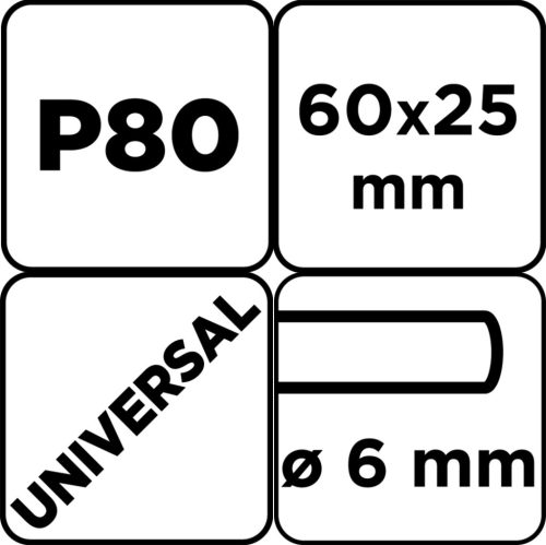 Csiszolókerék csapos, 60x25x6mm, P80