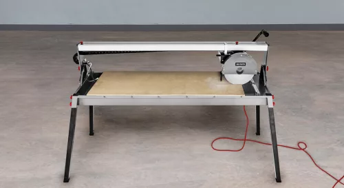 Csempevágó gép, 1500W, 250X25,4mm-es tárcsa, 1200mm vágáshossz, vízhűtés,