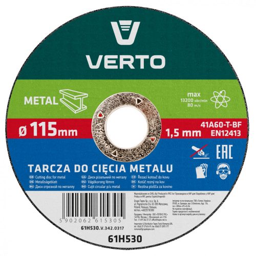 Vágókorong fém 115x1.5x22mm t40