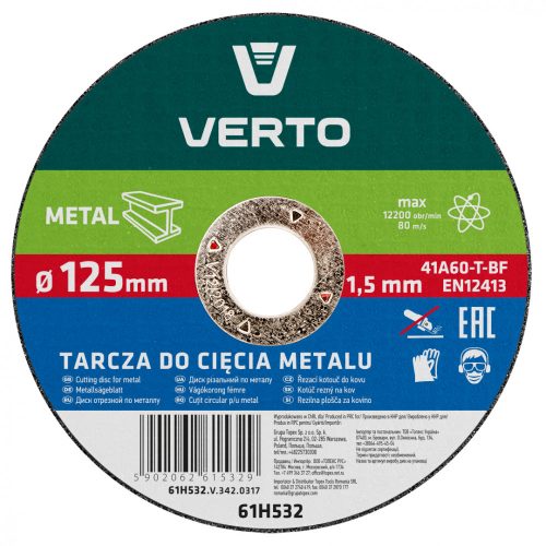 Vágókorong fém 125x1.5x22mm t40