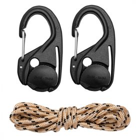   Rugós kötélfeszítő karabíner + paracord kötél(3,5mmx1,5m) készlet, 3db