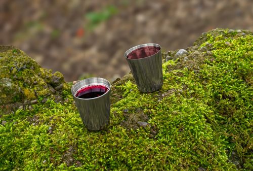 Kemping pohárkészlet, rozsdamentes, 6db, tokkal